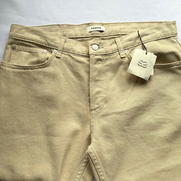 NWT SANDRO BEIGE STRAIGHT LEG JEANS - 32 - Picture 4 of 13